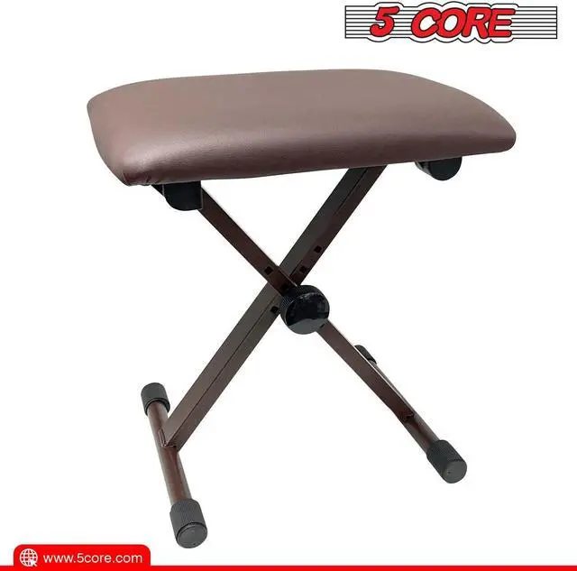 Alt view image 3 of 7 - 5Core Portable Piano Keyboard Music X-Style Adjustable Padded Stool Chair Seat Bench Brown KBB 02 BR