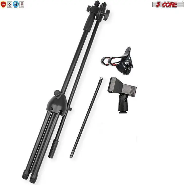 Alt view image 3 of 7 - 5 Core Mic Stand with Tablet and Phone Holder  Adjustable Gooseneck Microphone Stand;  Collapsible Tripod Boom Mic Stand With Mic Clip Holder & Phone Clamp for Singing;  Karaoke;  Studio;  Parties