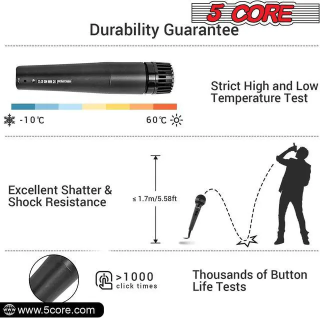 Alt view image 7 of 7 - 5Core Microphone Professional Audio Dynamic Cardiod Karaoke Singing Wired ND-57X