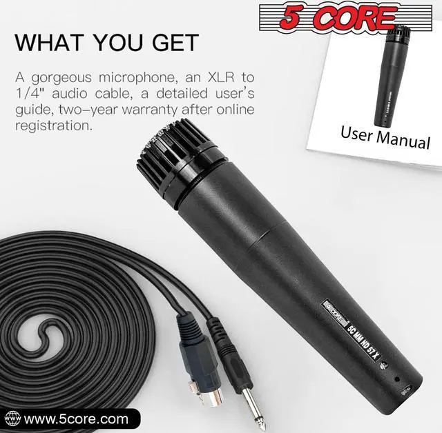 Alt view image 4 of 7 - 5Core Microphone Professional Audio Dynamic Cardiod Karaoke Singing Wired ND-57X