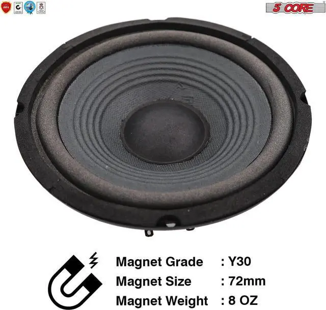 Alt view image 3 of 7 - 6.5 inch Car Subwoofer Replacement DJ Speaker Sub Woofer Loudspeaker Wide Range Loud 5 Core WF 672