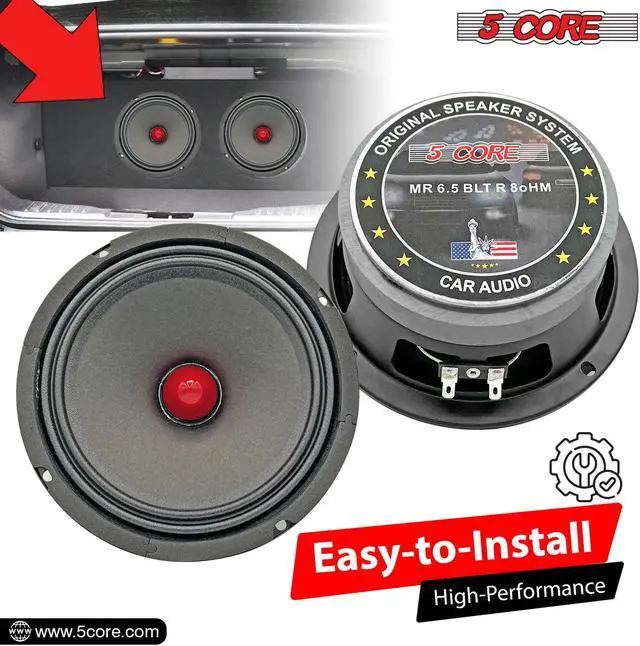 Alt view image 7 of 7 - 5 Core 6.5 Car Audio Speakers with Bullet 500 W 8 Ohm Mid-Range Loudspeaker MR 6.5 BLT R 8oHM