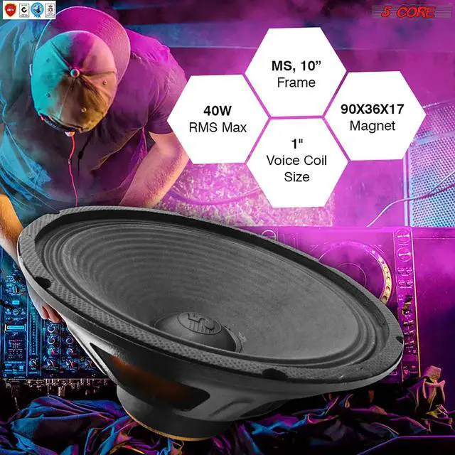 Alt view image 7 of 7 - 10 inch Car Audio Speaker bass woofer1000 Watt High Power Bass Surround Sound Stereo System DJ Loudspeaker Wide Range Foam Edge Cone 4 ohms 90mm 5 Core SP-1090Ratings