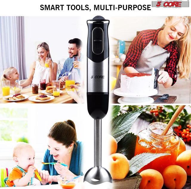 5 Core 5-in-1 Immersion Hand Blender, Powerful 500W Motor- 8 Speed Handheld Stick Blender