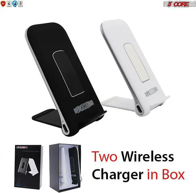 Alt view image 2 of 7 - Dock Stand Charger Wireless Black & White 1 Pair Qi 15W Wire Less Fast Charger Pad Stand Quick Charging 5 Core CDKW03