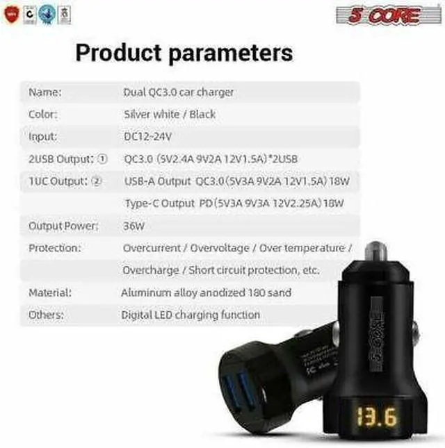 Alt view image 6 of 7 - 5Core 12V Car USB Fast Charger Dual USB Port Adapter For IPhone Samsung 10 Pack CDKC11 2USB