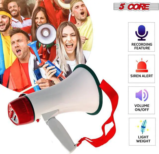 Alt view image 7 of 7 - Megaphone Speakers Blow Horn Pro Loud Speaker Bullhorn Handheld Siren Voice Recording 6R