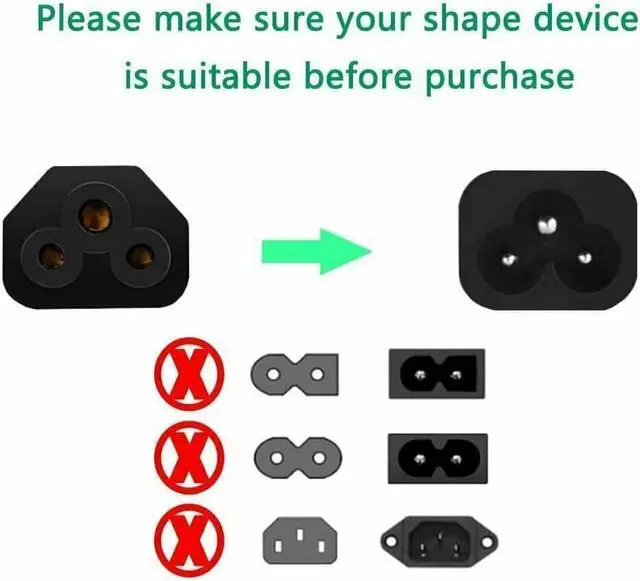 Alt view image 4 of 7 - 5 Core Replacement UL Listed AC Wall Power Cord 10 Feet 3 Prong Universal AC Cable for LG TV Dell HP Asus Toshiba Lenovo Acer Samsung Laptop Notebook Computer Charger PL 1002