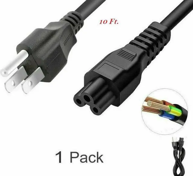 Alt view image 3 of 7 - 5 Core Replacement UL Listed AC Wall Power Cord 10 Feet 3 Prong Universal AC Cable for LG TV Dell HP Asus Toshiba Lenovo Acer Samsung Laptop Notebook Computer Charger PL 1002