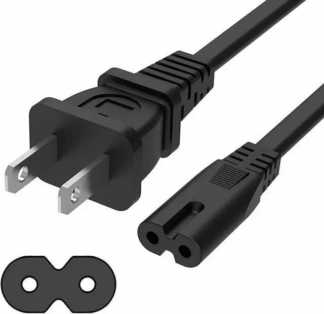 Alt view image 2 of 7 - 5 Core Extra Long AC Wall Power Cord for Led LCD TV Vizio Samsung 12 Feet 2 Prong PP 1002