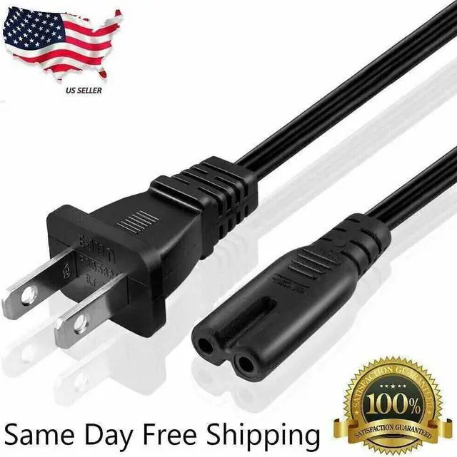 Alt view image 6 of 7 - 5 Core Extra Long AC Wall Power Cord for Led LCD TV Vizio Samsung 12 Feet 2 Prong PP 1002
