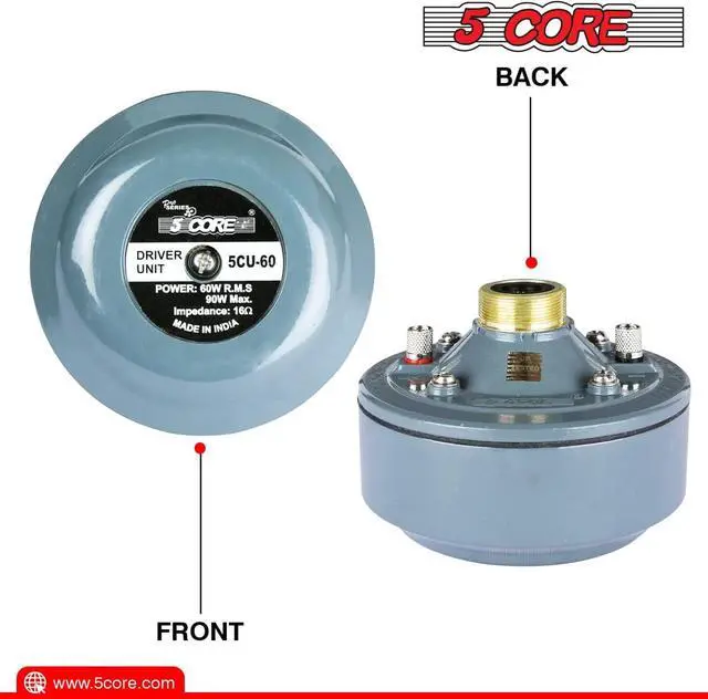 Alt view image 2 of 7 - Compression Horn Tweeter Driver Unit Screw-On Speaker 8 ohms High Frequency 5 Core DU 60WRatings Online