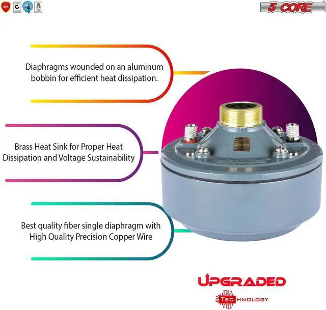 Alt view image 7 of 7 - Compression Horn Tweeter Driver Unit Screw-On Speaker 8 ohms High Frequency 5 Core DU 60WRatings Online