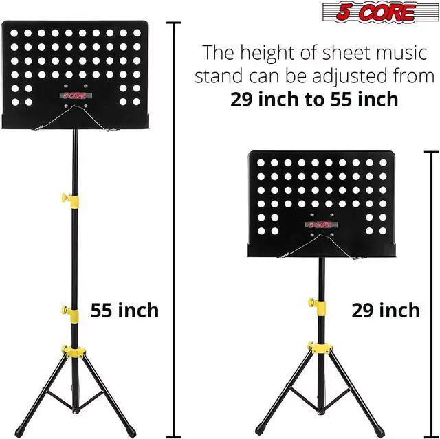 Alt view image 2 of 7 - 5 Core Sheet Music Stand Professional Folding Adjustable Portable Orchestra Music Sheet Stands; Heavy Duty Super Sturdy MUS YLW