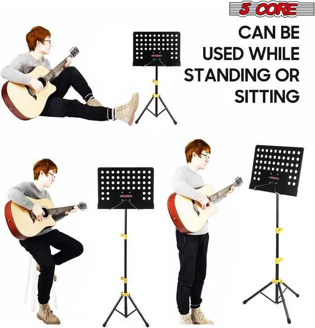 Alt view image 5 of 7 - 5 Core Sheet Music Stand Professional Folding Adjustable Portable Orchestra Music Sheet Stands; Heavy Duty Super Sturdy MUS YLW