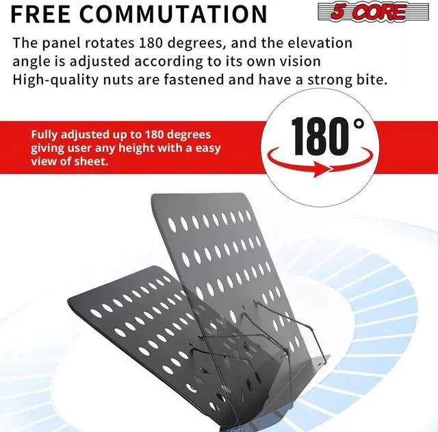Alt view image 6 of 7 - 5 Core Sheet Music Stand Professional Folding Adjustable Portable Orchestra Music Sheet Stands; Heavy Duty Super Sturdy MUS YLW
