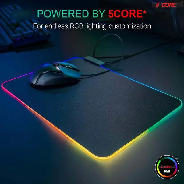 Alt view image 4 of 7 - Products Mouse Pad Gaming Large Mousepad RGB LED Desk Mouse Mat Laptop PC Computer Notebook Glowing 12 Modes 5 Core MP 300