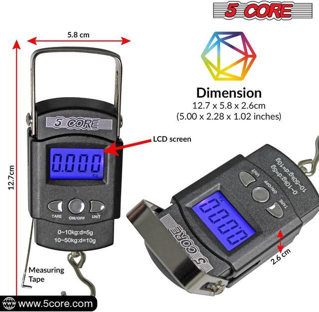 Alt view image 5 of 7 - 5 Core Luggage Scale Handheld Portable Electronic Digital Hanging Bag Weight Scales Travel 110 LBS 50 KG LS-006