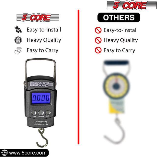 Alt view image 7 of 7 - 5 Core Luggage Scale Handheld Portable Electronic Digital Hanging Bag Weight Scales Travel 110 LBS 50 KG LS-006
