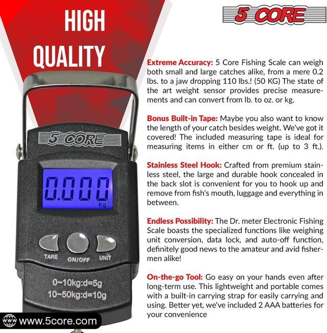 Alt view image 6 of 7 - 5 Core Luggage Scale Handheld Portable Electronic Digital Hanging Bag Weight Scales Travel 110 LBS 50 KG LS-006