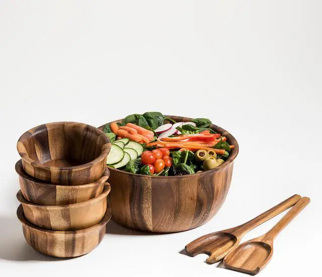 Alt view image 2 of 2 - Kalmar Home 7 Piece - Large Salad Bowl with Servers and 4 Individuals