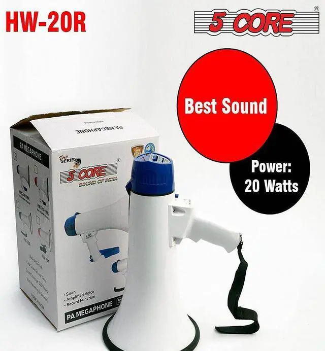 Alt view image 5 of 7 - 5Core Megaphone Handheld Bullhorn Cheer Loudspeaker Bull Horn Speaker Megaphono Siren Sling Strap Portable 20R-USB WOB