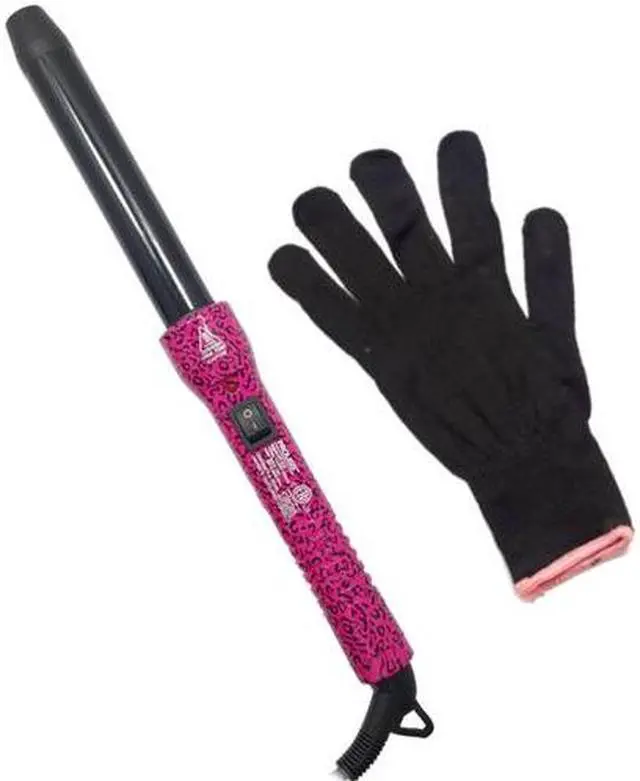 Main image of Proliss The Twister - 25mm Tourmaline-Infused Ceramic Pro Curling Wand w/ Cool Tip - Pink Leopard