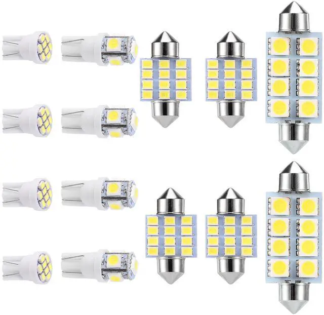 Main image of 14Pcs T10 31/41mm Festoon LED Dome Map Plate Lights 6000K - Gray - One size