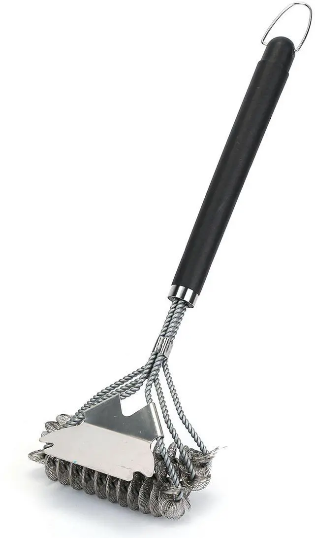 Main image of 16.5in BBQ Grill Cleaning Brush Stainless Steel Scraper with Wire Bristles for Grates - Black - One size