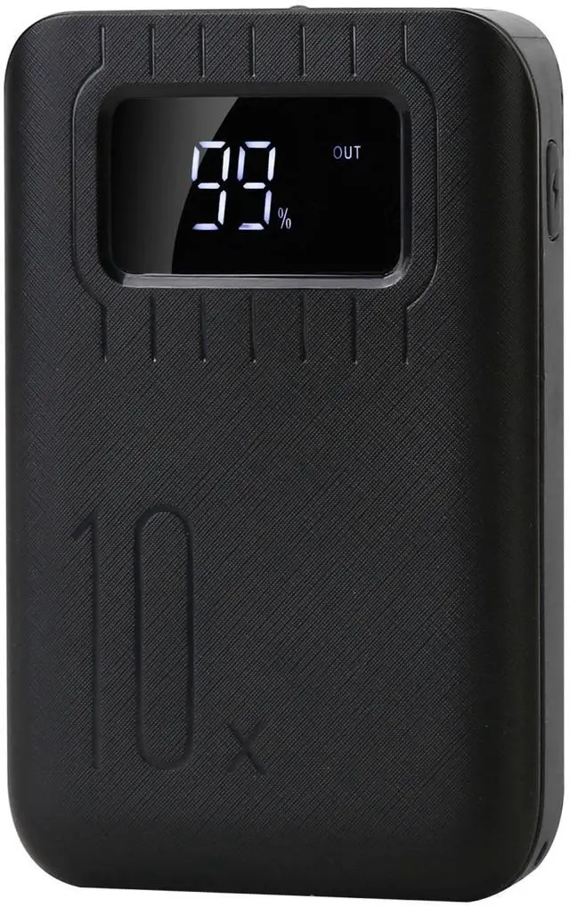 Main image of 10K mAh Power Bank with Dual USB LCD Display and Flashlight - Black - One size