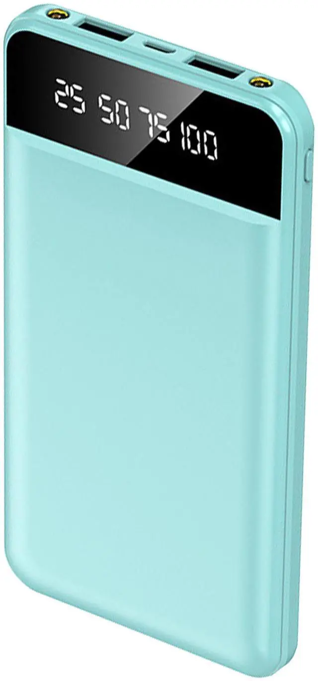 Main image of 10K mAh Slim Power Bank Dual USB and LED Flashlight - Blue - One size