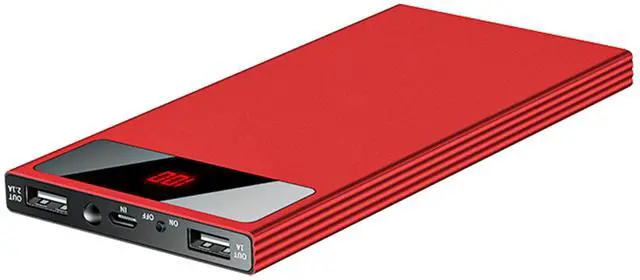 Main image of 20K mAh Slim Power Bank Dual USB Battery Display with Flashlight - Red - One size