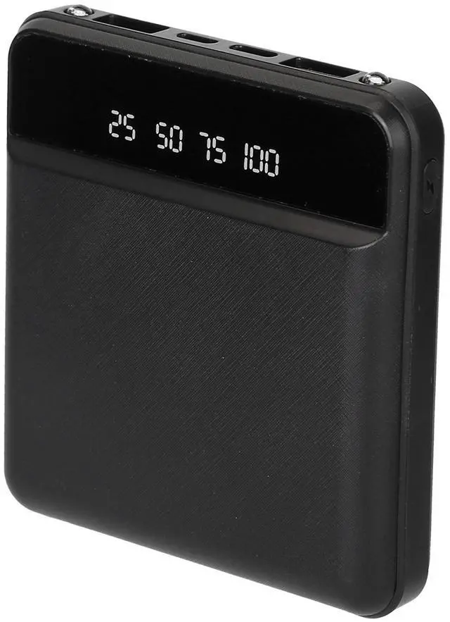 Main image of 10000mAh Mini Power Bank with Dual USB Ports LCD Display Type-C Input - Black - One size