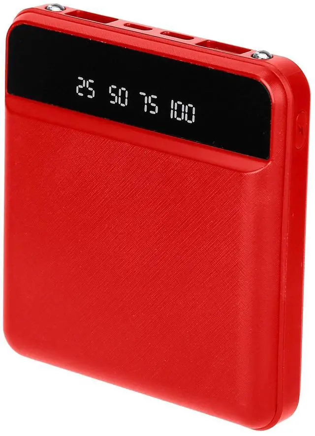 Main image of 10000mAh Mini Power Bank with Dual USB Ports LCD Display Type-C Input - Red - One size