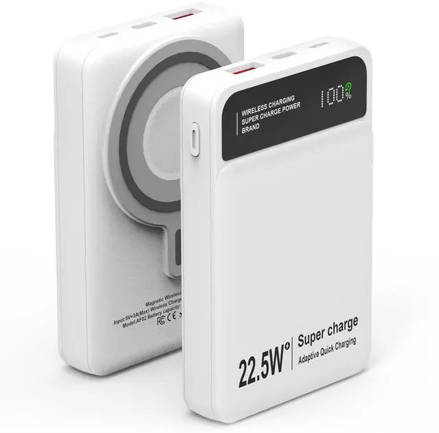 Main image of 10000mAh 3-in-1 MagSafe Power Bank PD22.5W Fast Charger Magnetic for iOS/Samsung - White - 10000MA