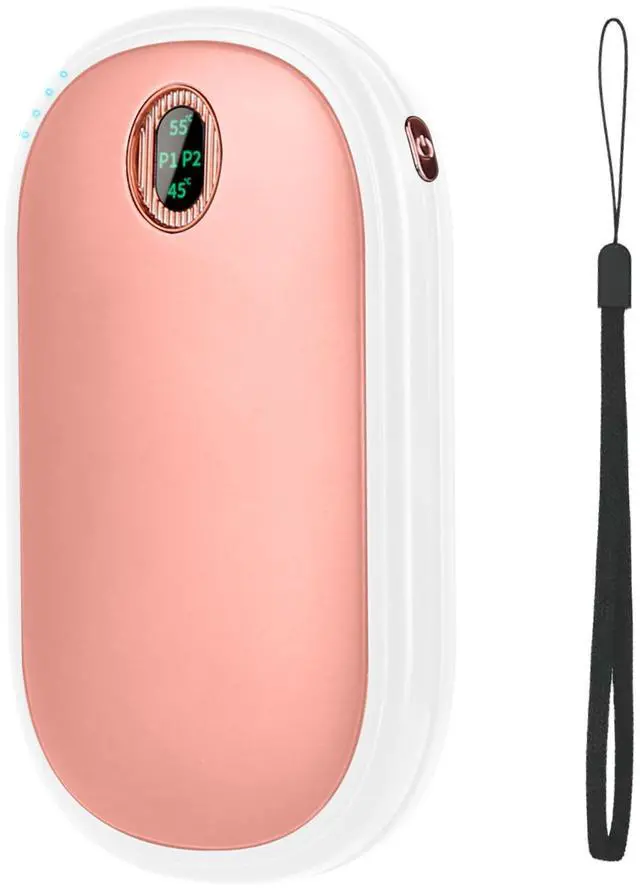 Main image of Rechargeable Hand Warmer Power Bank Digital Display Double-Sided Heat - Pink - One size