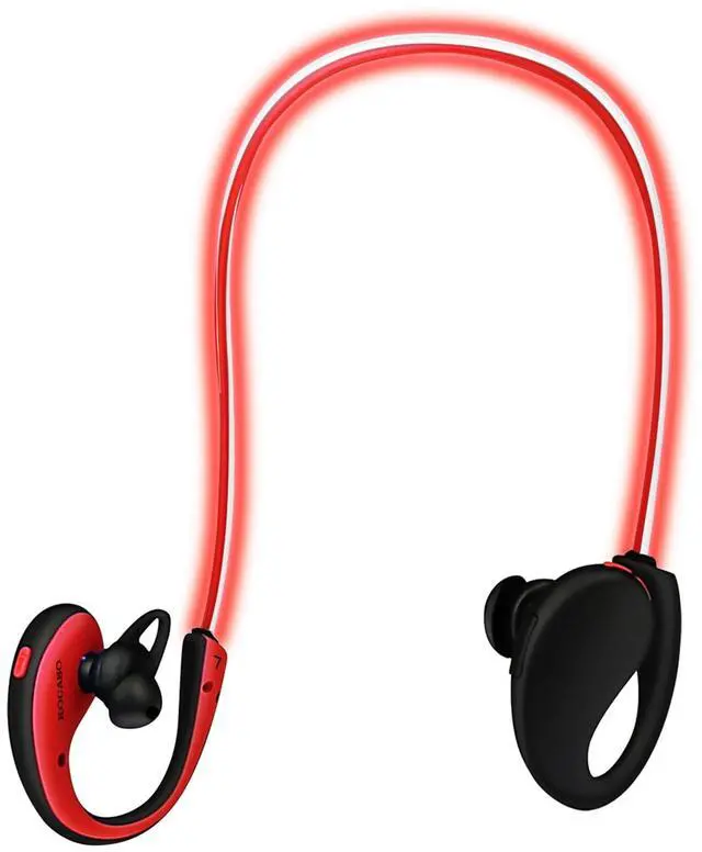 Main image of Wireless Neckband Earphones V4.1 LED Light Mic Sweatproof 8Hrs Stereo - Red - One size