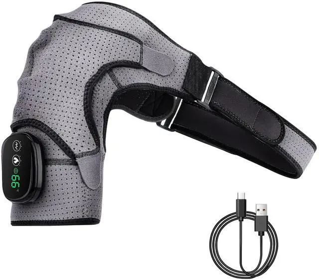 Main image of Fresh Fab Finds Cordless Shoulder Heating Pad 3 Levels & Vibration - Black - One size