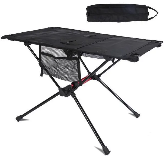 Main image of Fresh Fab Finds Folding Camping Table w/ Cup Holders & Pockets - Black - One size