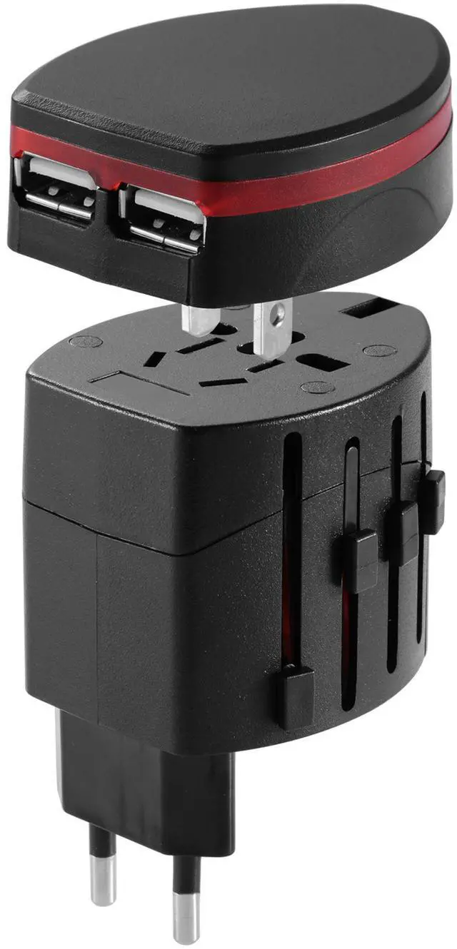 Main image of Fresh Fab Finds Universal Travel Power Adapter All-in-One w/ 2 USB Ports - Black - One size