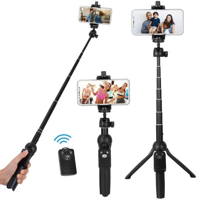 Main image of Fresh Fab Finds Wireless Phone Tripod w/ Remote, 45in Extendable - Black - One size