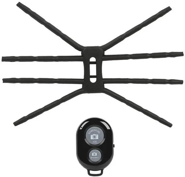 Main image of Fresh Fab Finds Flexible Spider Phone Stand w/ Remote - Black - One size