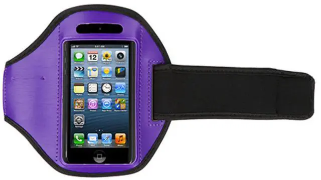 Main image of Fresh Fab Finds Adjustable Phone Armband for iPhone 5 & Under 4in - Purple - One size
