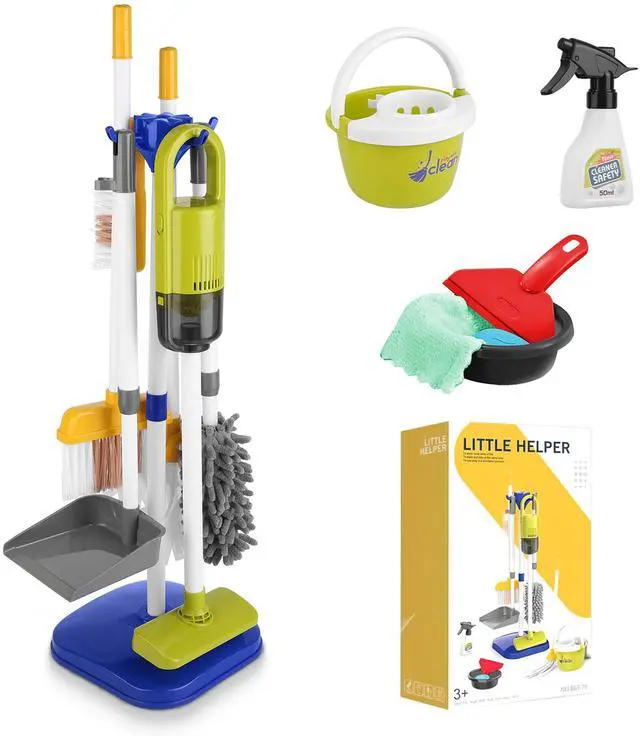 Main image of Fresh Fab Finds 14Pcs Kids Cleaning Toy Set w/ Vacuum Mop Pretend Play Ages 35 - Blue - One size