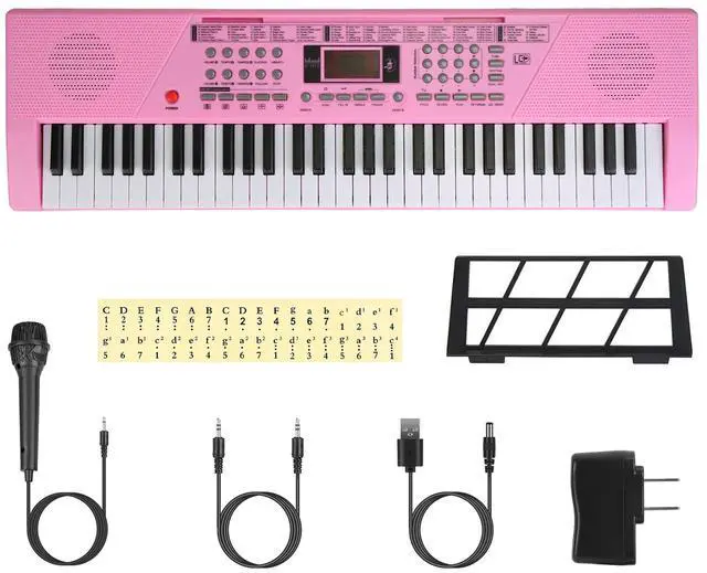 Main image of Fresh Fab Finds 61 Key Digital Keyboard Electric Piano Kids Instrument Mic Ages 3-12 - Pink