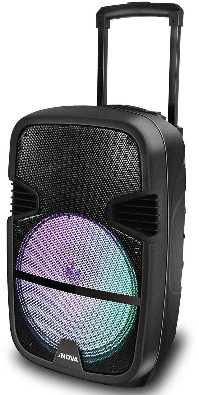Main image of Fresh Fab Finds Wireless Speaker Portable PA Karaoke System with 12" Subwoofer Sound System Wired Microphone w/ DJ Lights FM Remote Control - Black One size