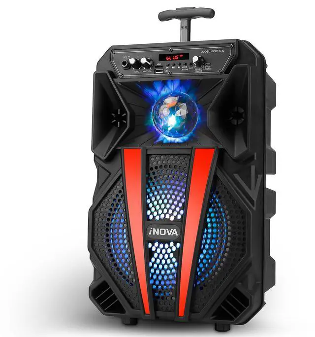 Main image of Fresh Fab Finds 8 Wireless Party Speaker Subwoofer Bass Portable TWS Party Speaker w/ Microphone Support FM Radio Remote Control MMC Car Slot LED Colorful Lights - Black One size