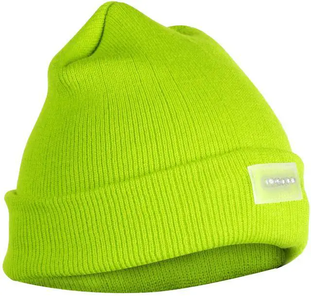 Main image of Fresh Fab Finds Unisex 5 LED Knitted Beanie Winter Warm Hat Camping Jogging Running Cap Headlamp - Yellow One size