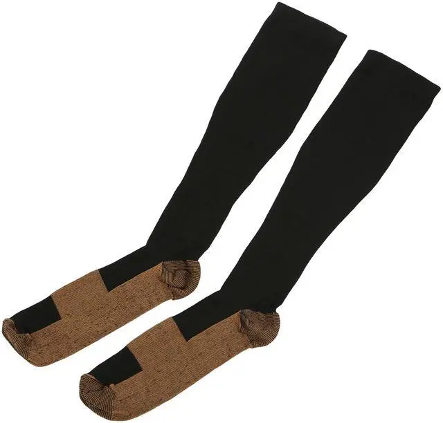 Main image of Fresh Fab Finds Unisex Copper Compression Socks Women Man Durable Hose Graduated Support Socks for Running Nursing Shin Splints Edema Swelling Recovery - Black Small