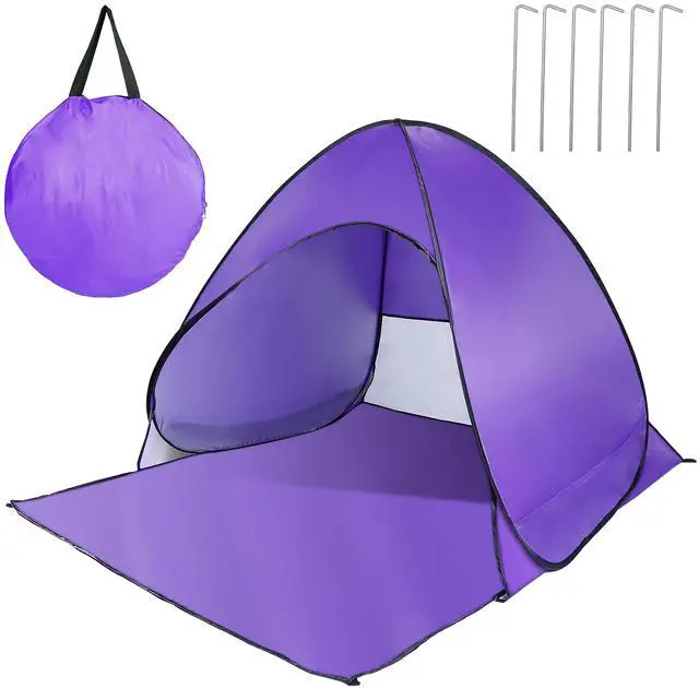 Main image of Fresh Fab Finds Pop Up Beach Tent Sun Shade Shelter Anti-UV Automatic Waterproof Tent Canopy for 2/3 Man w/ Net Window Storage Bag for Outdoor Beach Camping Fishing - Purple One size